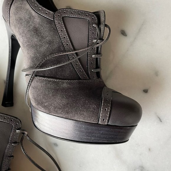 Yves Saint Laurent Lace Up Oxford Ankle Boots - Picture 11 of 16
